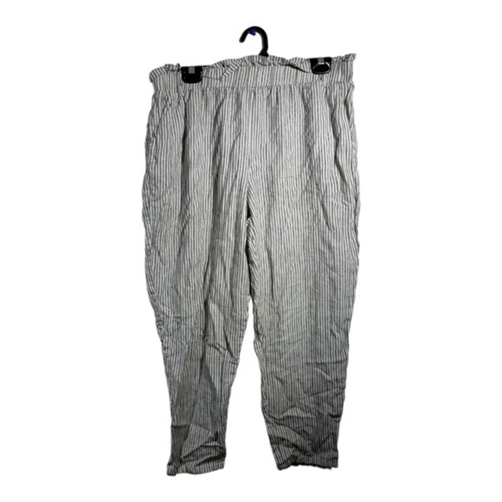 Maurices Womens Striped Linen Blend Pants Elastic Waist Lightweight Size Large